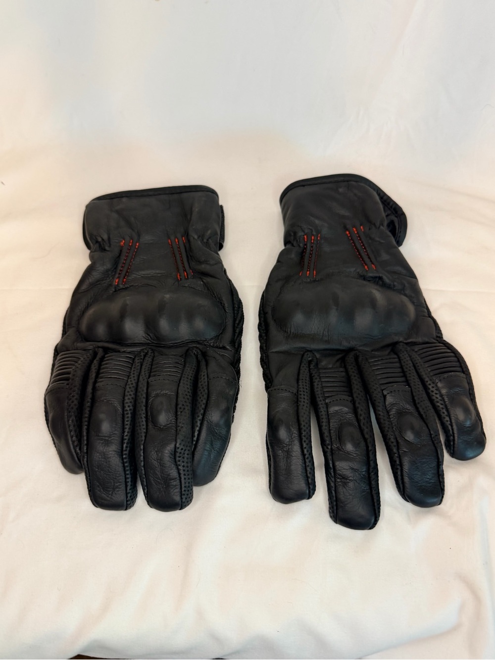 Street and still black leather motorcycle gloves-3XL